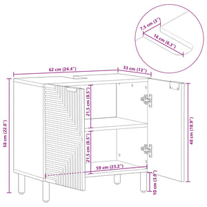 Ντουλάπα Νιπτήρα Mπάνιου Καφέ 62 x 33 x 58 εκ - Pakobazaar