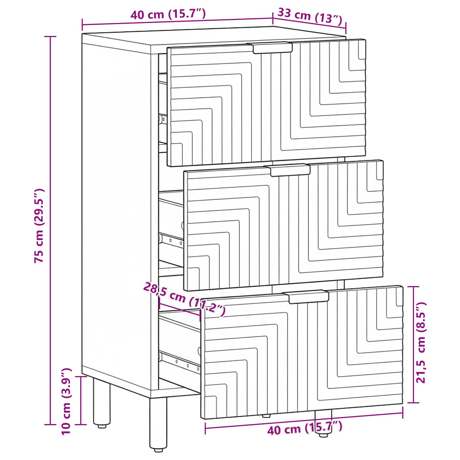 Πλαϊνό γραφείο 40 x 33 x 75 εκ - Pakobazaar