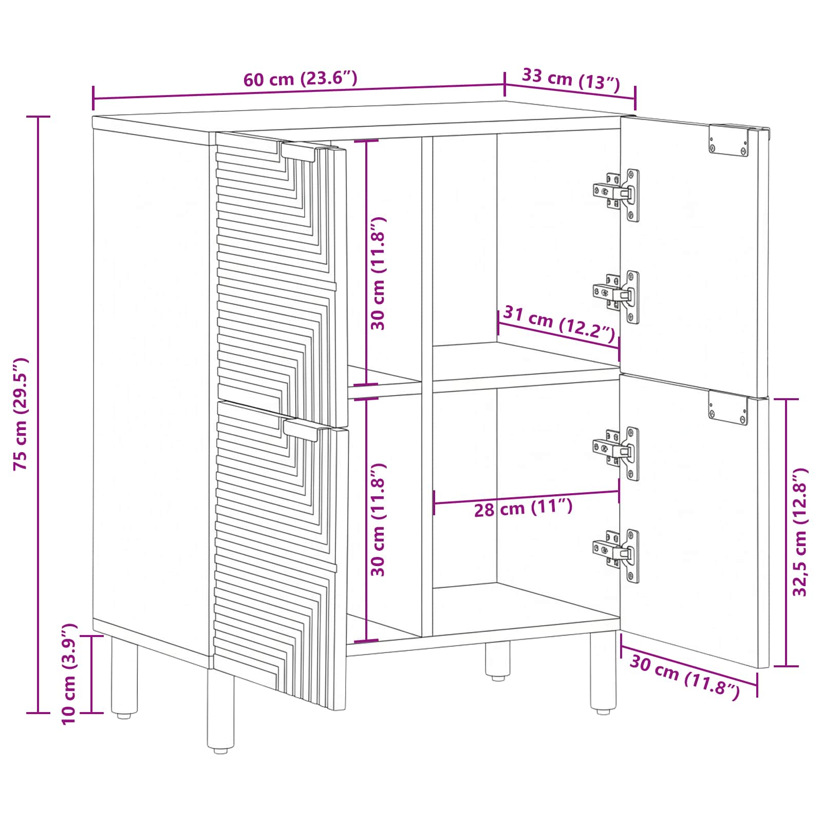 Πλαϊνό γραφείο Καφέ 60 x 33,5 x 75 εκ. Στερεό ξύλο μάνγκο - Pakobazaar