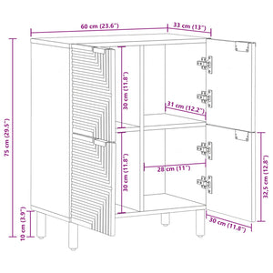 Πλαϊνό γραφείο Καφέ 60 x 33,5 x 75 εκ. Στερεό ξύλο μάνγκο - Pakobazaar