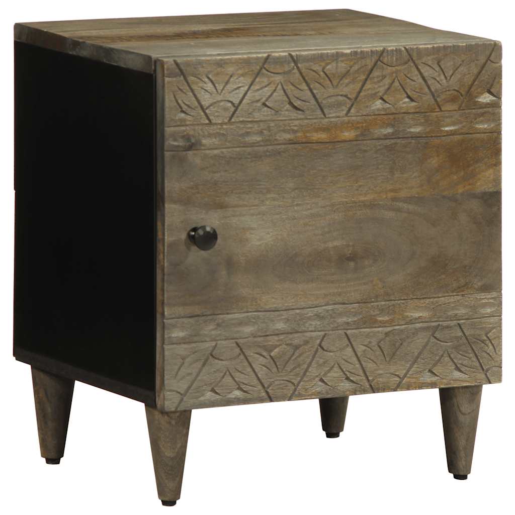 κομοδίνο ντουλάπι ανοιχτό γκρι 40x33x46 cm μασίφ ξύλο Mango