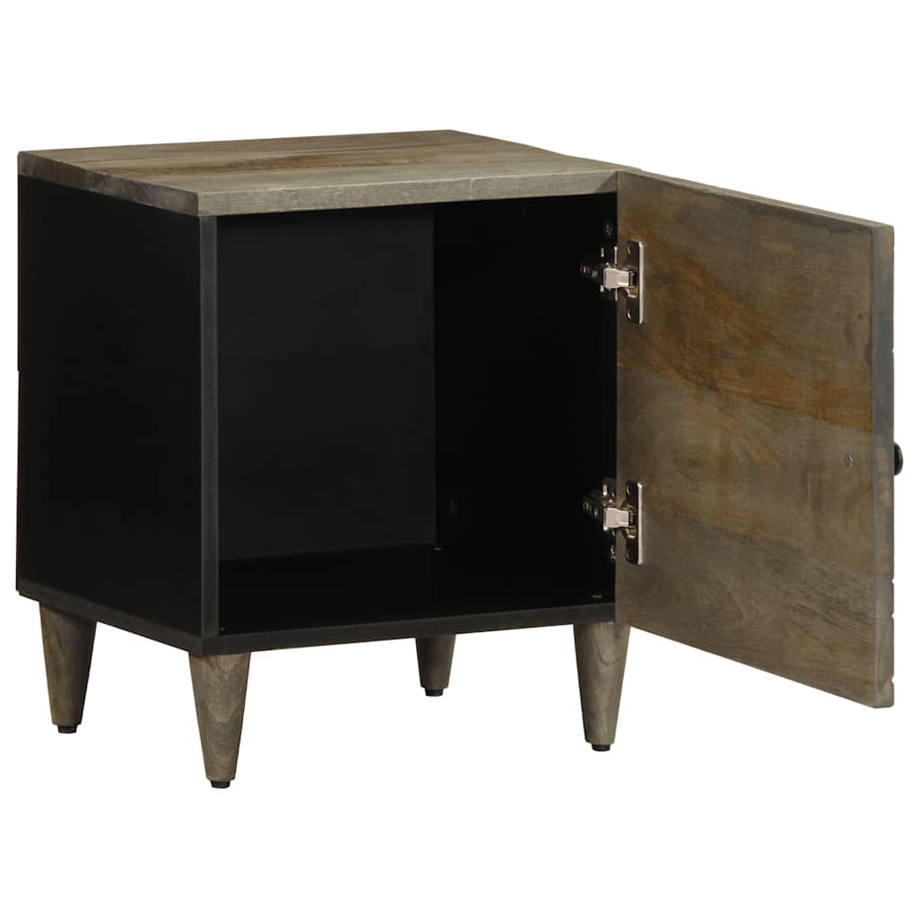 κομοδίνο ντουλάπι ανοιχτό γκρι 40x33x46 cm μασίφ ξύλο Mango