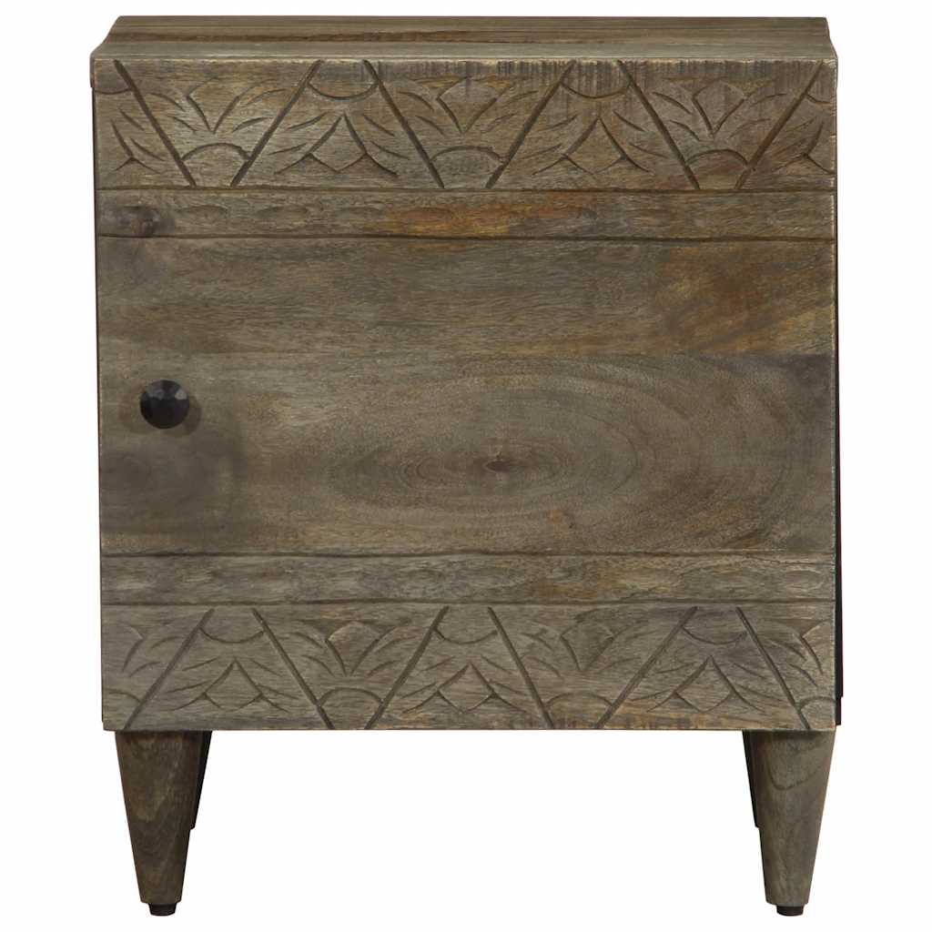 κομοδίνο ντουλάπι ανοιχτό γκρι 40x33x46 cm μασίφ ξύλο Mango