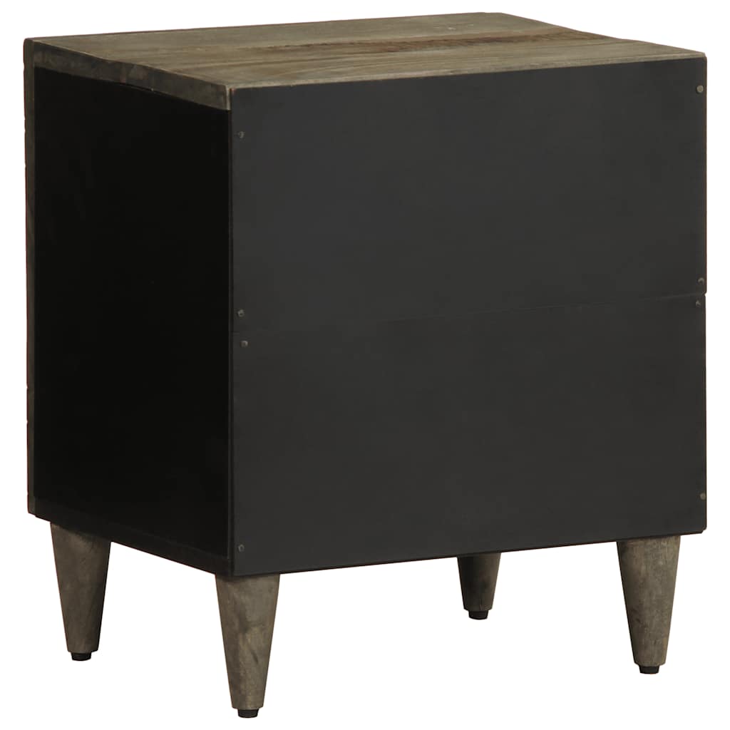 κομοδίνο ντουλάπι ανοιχτό γκρι 40x33x46 cm μασίφ ξύλο Mango