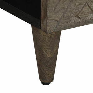 κομοδίνο ντουλάπι ανοιχτό γκρι 40x33x46 cm μασίφ ξύλο Mango
