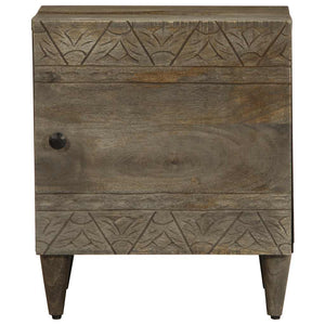 Κομοδίνα 2 τεμάχια ανοιχτό γκρι 40x33x46 cm μασίφ ξύλο Mango