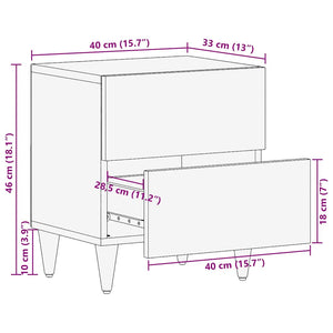 κομοδίνο ντουλάπι ανοιχτό γκρι 40x33x46 cm μασίφ ξύλο Mango