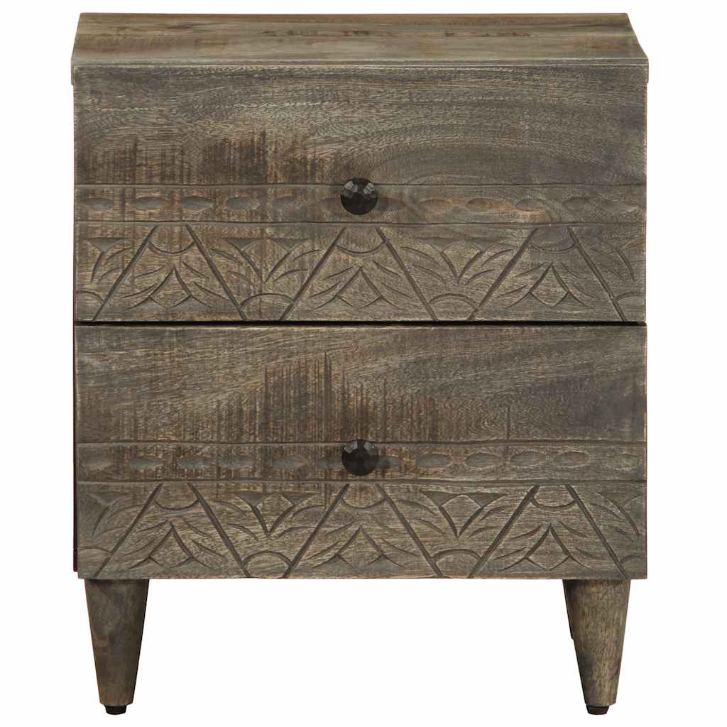 κομοδίνο ντουλάπι ανοιχτό γκρι 40x33x46 cm μασίφ ξύλο Mango