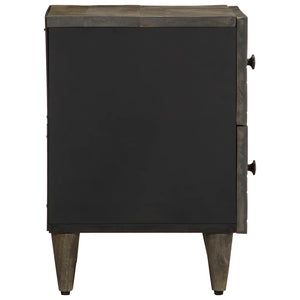 κομοδίνο ντουλάπι ανοιχτό γκρι 40x33x46 cm μασίφ ξύλο Mango