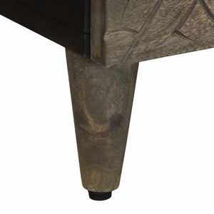 κομοδίνο ντουλάπι ανοιχτό γκρι 40x33x46 cm μασίφ ξύλο Mango