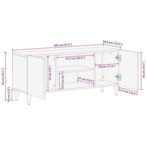 ντουλάπι τηλεόρασης  ανοιχτό γκρι 105x33,5x46cm μασίφ ξύλο Mango