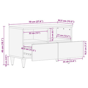 Ντουλάπι τηλεόρασης ανοιχτό γκρι 70x33,5x46 cm μασίφ ξύλο Mango