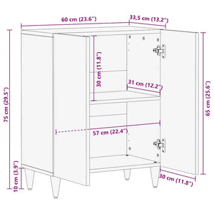 Sideboard ανοιχτό γκρι 60x33,5x75 cm μασίφ ξύλο Mango
