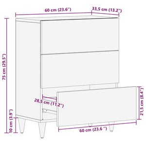 Sideboard ανοιχτό γκρι 60x33,5x75 cm μασίφ ξύλο Mango - Pakobazaar