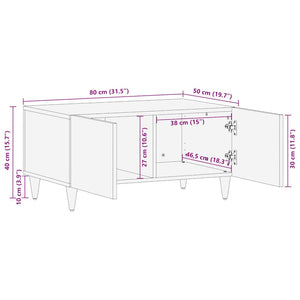 Τραπεζάκι σαλονιού ανοιχτό γκρι 80x50x40 cm μασίφ ξύλο Mango