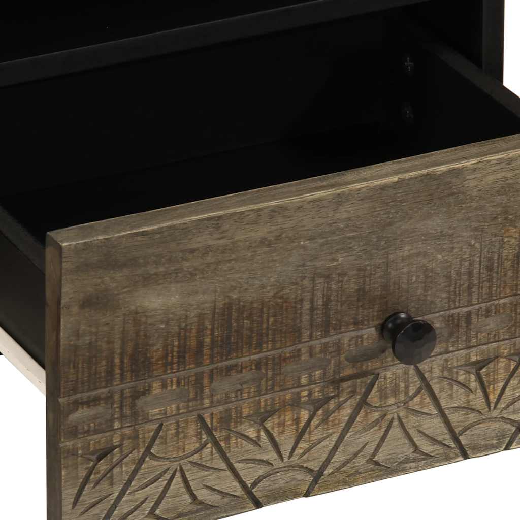 κομοδίνο ντουλάπι ανοιχτό γκρι 40x33x46 cm μασίφ ξύλο Mango