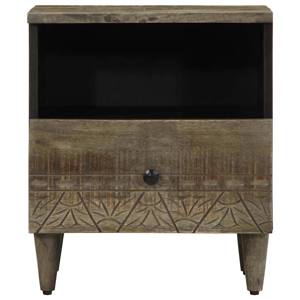 Κομοδίνα 2 τεμάχια ανοιχτό γκρι 40x33x46 cm μασίφ ξύλο Mango