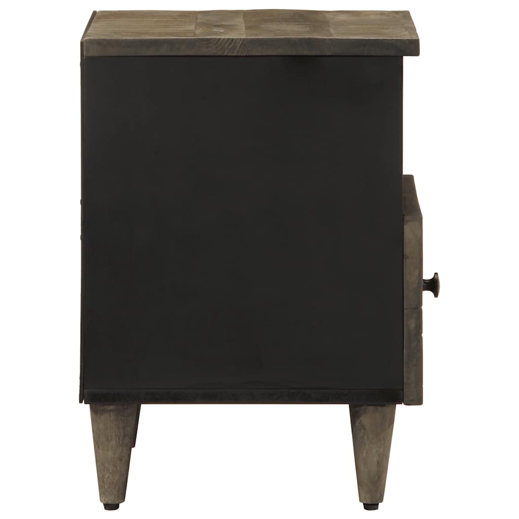 Κομοδίνα 2 τεμάχια ανοιχτό γκρι 40x33x46 cm μασίφ ξύλο Mango