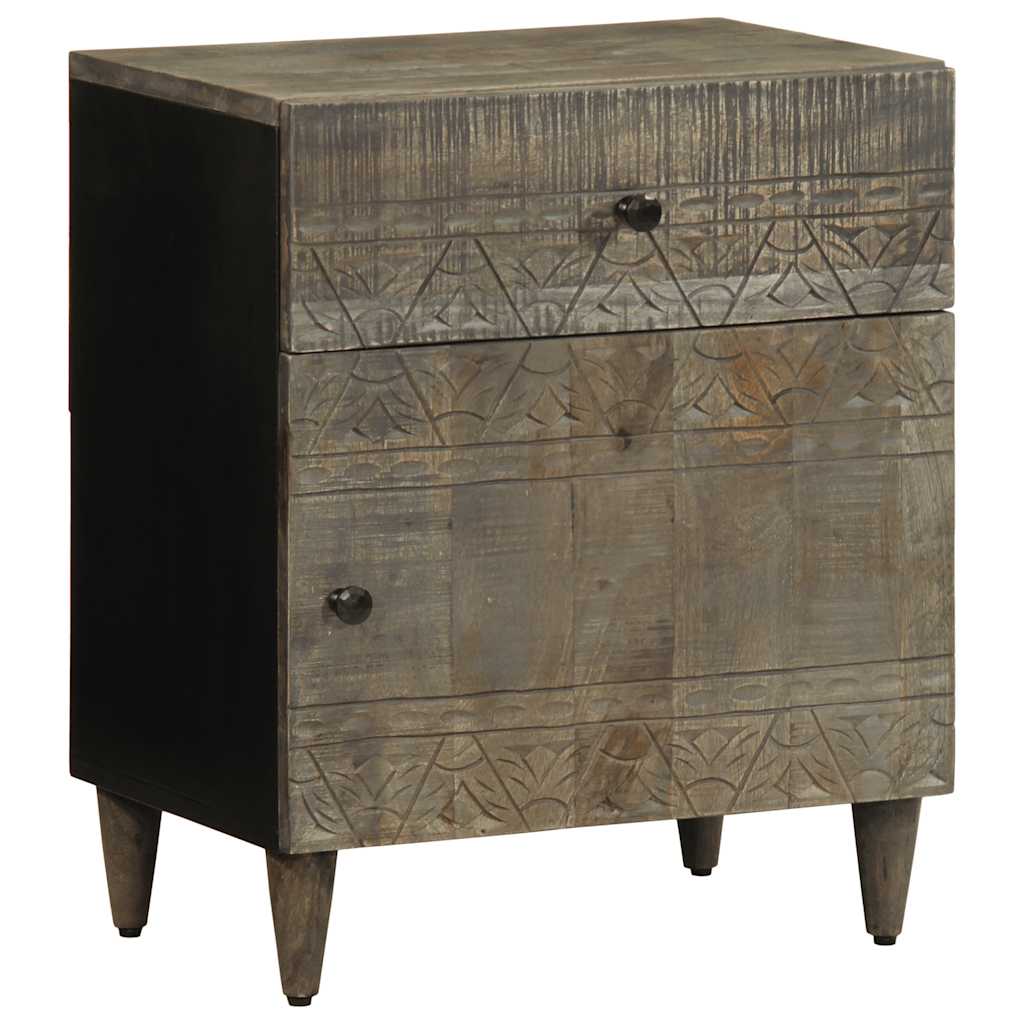 κομοδίνο ντουλάπι ανοιχτό γκρι 50x33x60 cm μασίφ ξύλο Mango - Pakobazaar