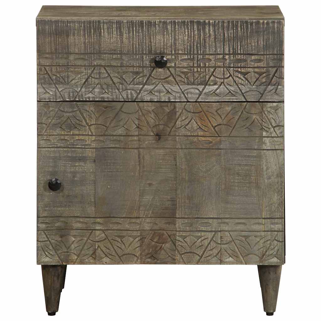 κομοδίνο ντουλάπι ανοιχτό γκρι 50x33x60 cm μασίφ ξύλο Mango - Pakobazaar