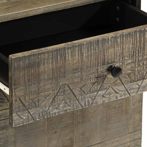 κομοδίνο ντουλάπι ανοιχτό γκρι 50x33x60 cm μασίφ ξύλο Mango - Pakobazaar