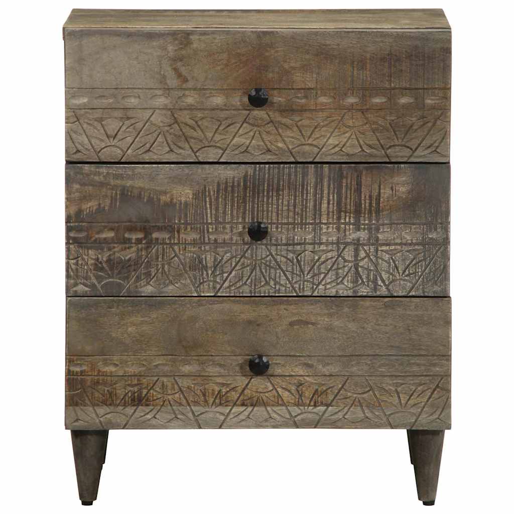 κομοδίνο ντουλάπι ανοιχτό γκρι 50x33x60 cm μασίφ ξύλο Mango - Pakobazaar