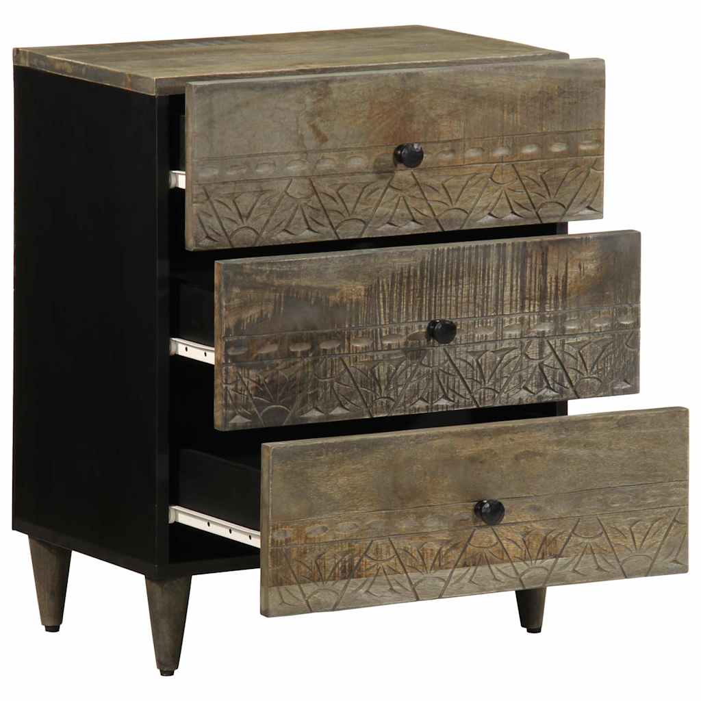 κομοδίνο ντουλάπι ανοιχτό γκρι 50x33x60 cm μασίφ ξύλο Mango - Pakobazaar