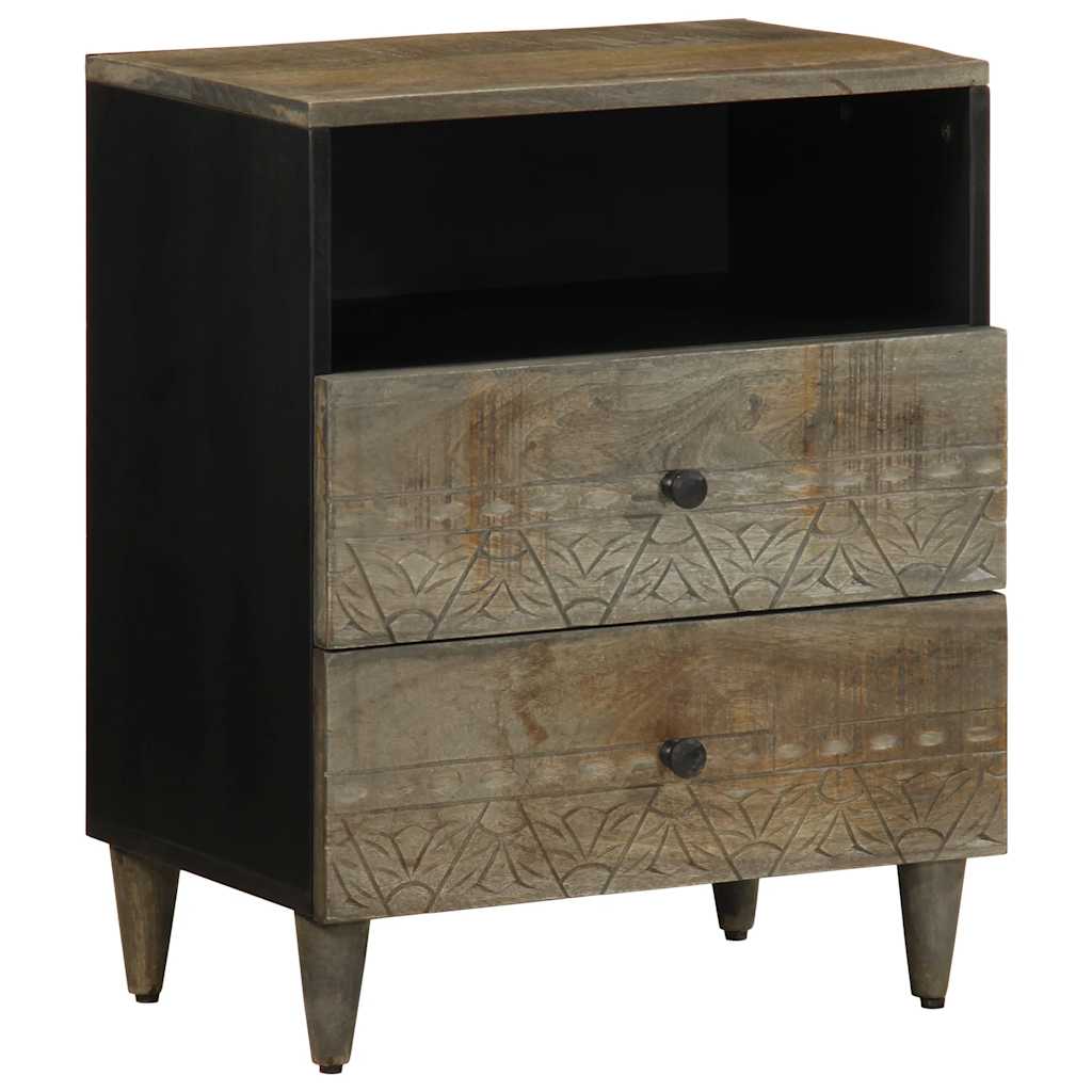 κομοδίνο ντουλάπι ανοιχτό γκρι 50x33x60 cm μασίφ ξύλο Mango