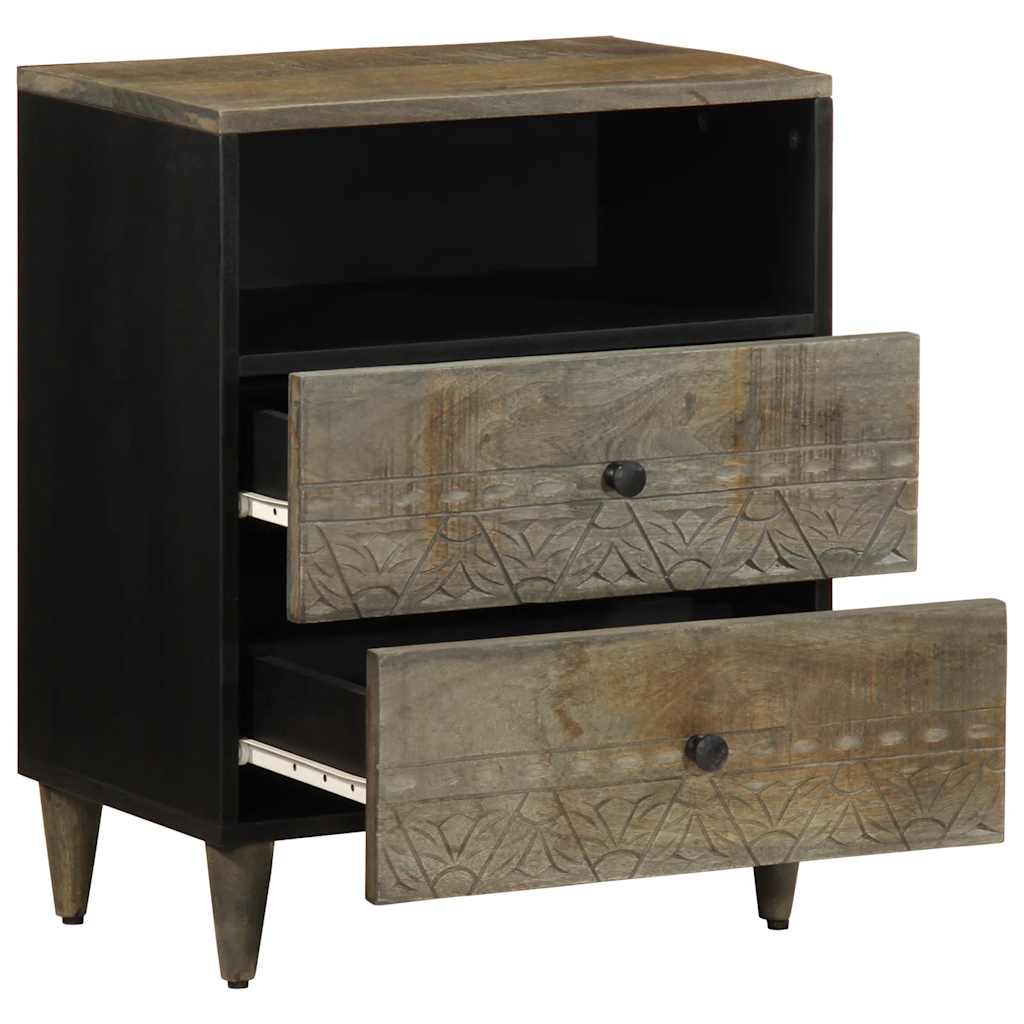 κομοδίνο ντουλάπι ανοιχτό γκρι 50x33x60 cm μασίφ ξύλο Mango