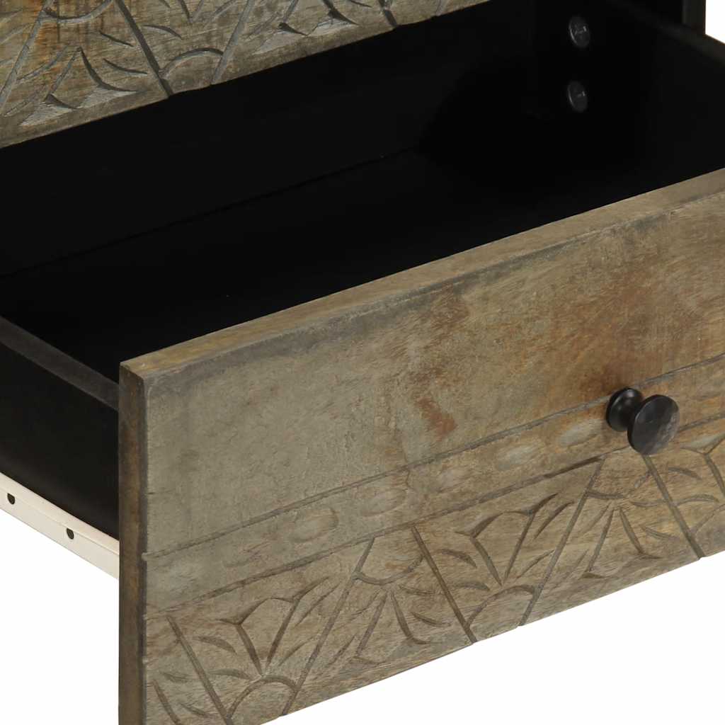 κομοδίνο ντουλάπι ανοιχτό γκρι 50x33x60 cm μασίφ ξύλο Mango