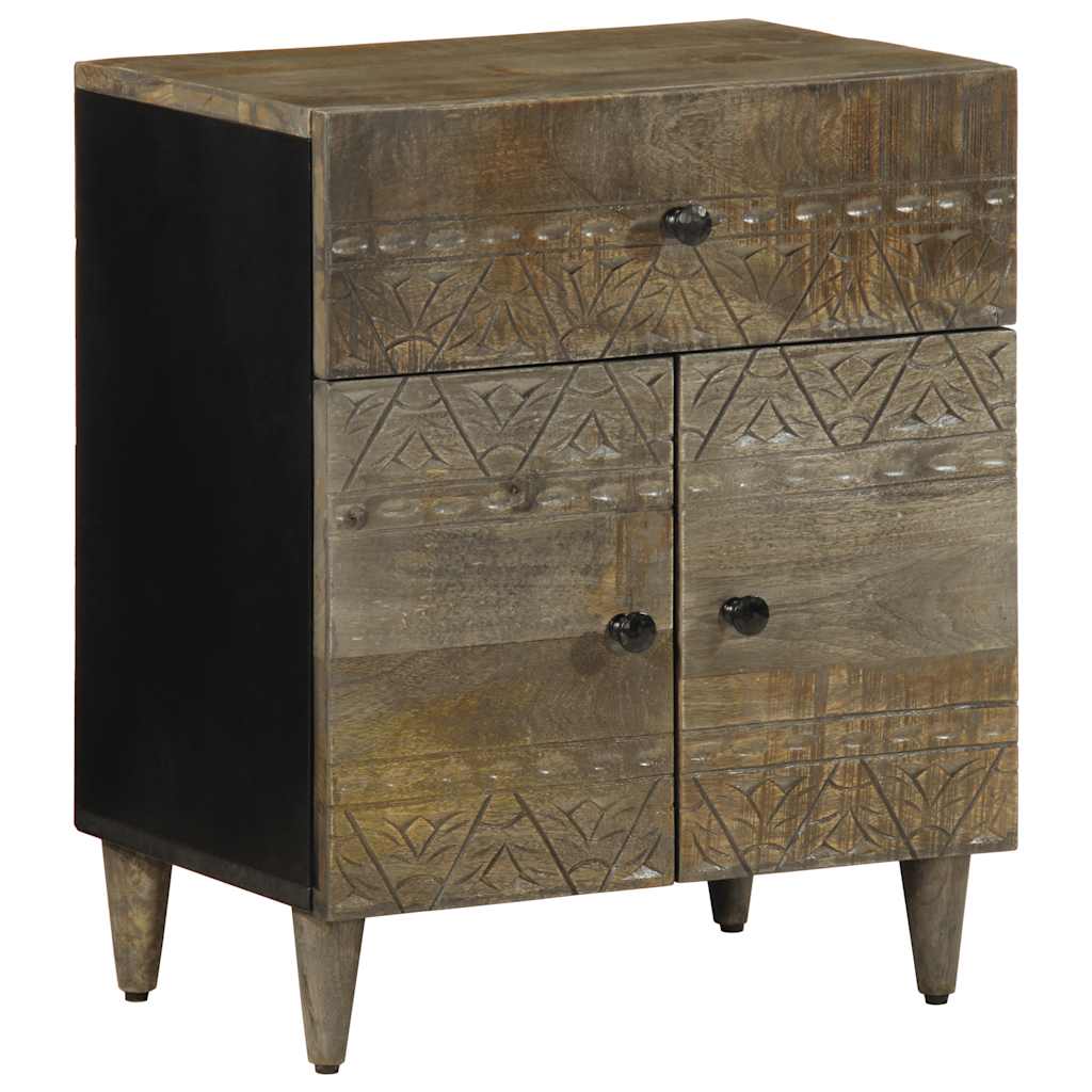 κομοδίνο ντουλάπι ανοιχτό γκρι 50x33x60 cm μασίφ ξύλο Mango