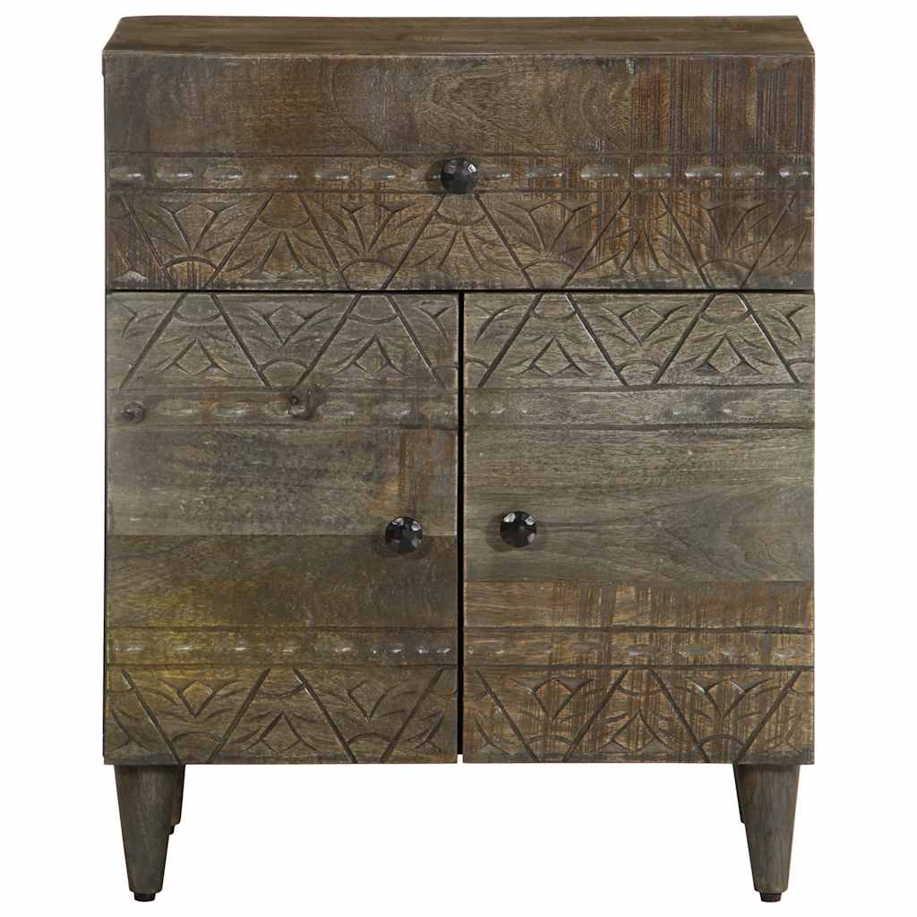 κομοδίνο ντουλάπι ανοιχτό γκρι 50x33x60 cm μασίφ ξύλο Mango