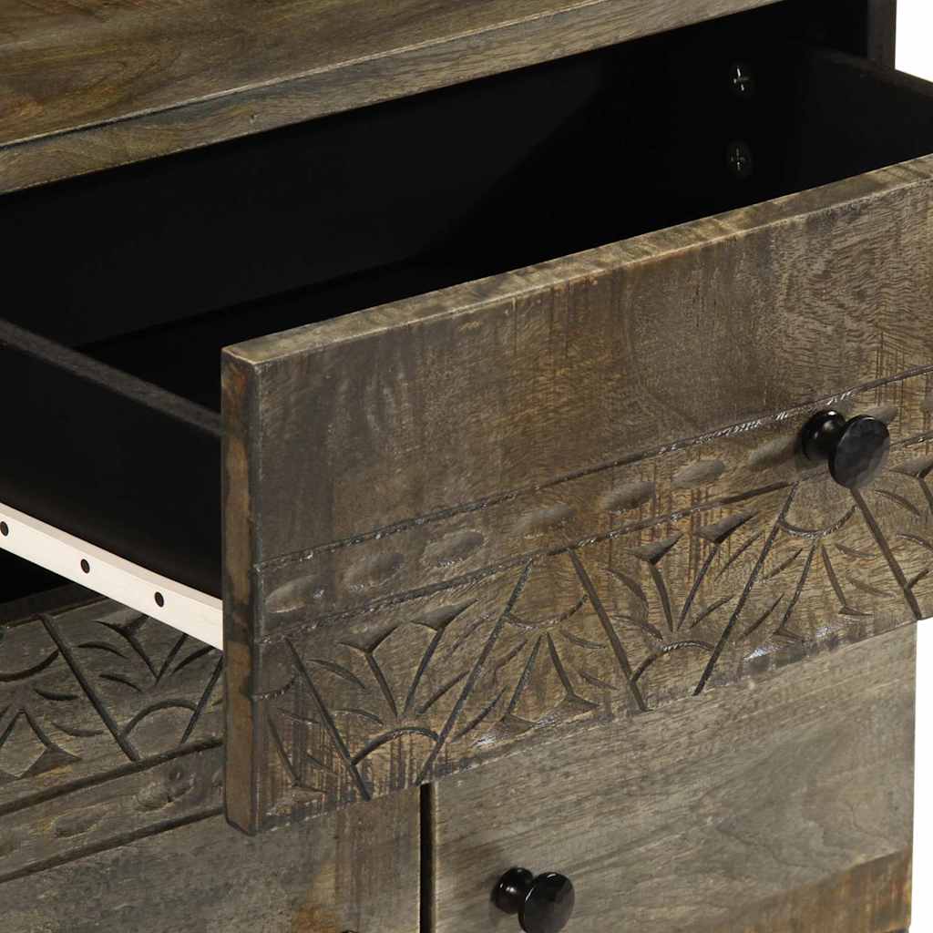 κομοδίνο ντουλάπι ανοιχτό γκρι 50x33x60 cm μασίφ ξύλο Mango