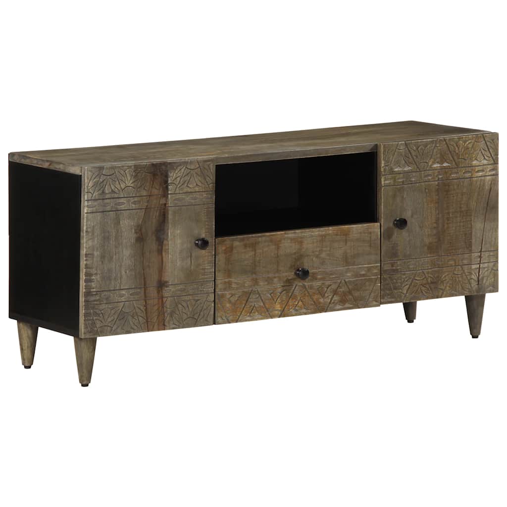 ντουλάπι τηλεόρασης  ανοιχτό γκρι 105x33,5x46cm μασίφ ξύλο Mango