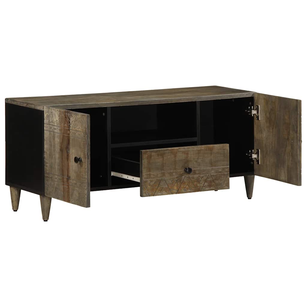 ντουλάπι τηλεόρασης  ανοιχτό γκρι 105x33,5x46cm μασίφ ξύλο Mango