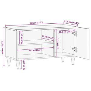 Ντουλάπι τηλεόρασης ανοιχτό γκρι 80x31,5x46 cm μασίφ ξύλο Mango