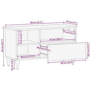 Έπιπλο Τηλεόρασης Μαύρο 80 x 33 x 46 εκ. από Μασίφ Ξύλο Μάνγκο