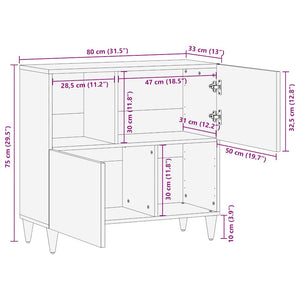 Sideboard 80x33x75 cm μασίφ ξύλο Mango