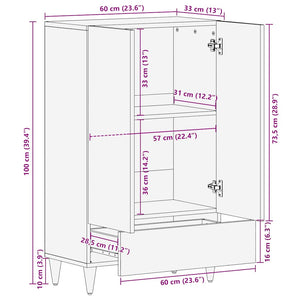 Highboard 60x33x100 cm μασίφ ξύλο Mango - Pakobazaar