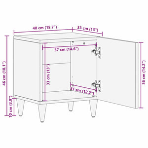 Κομοδίνο Μαύρο και Χρυσό 40 x 33,5 x 46 εκ Μασίφ ξύλο ακακίας - Pakobazaar