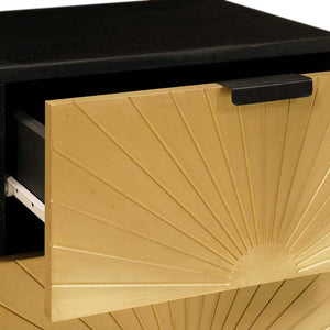 Κομοδίνο με συρτάρι 2 pcs Μαύρο και Χρυσό 40 x 33,5 x 46 εκ - Pakobazaar