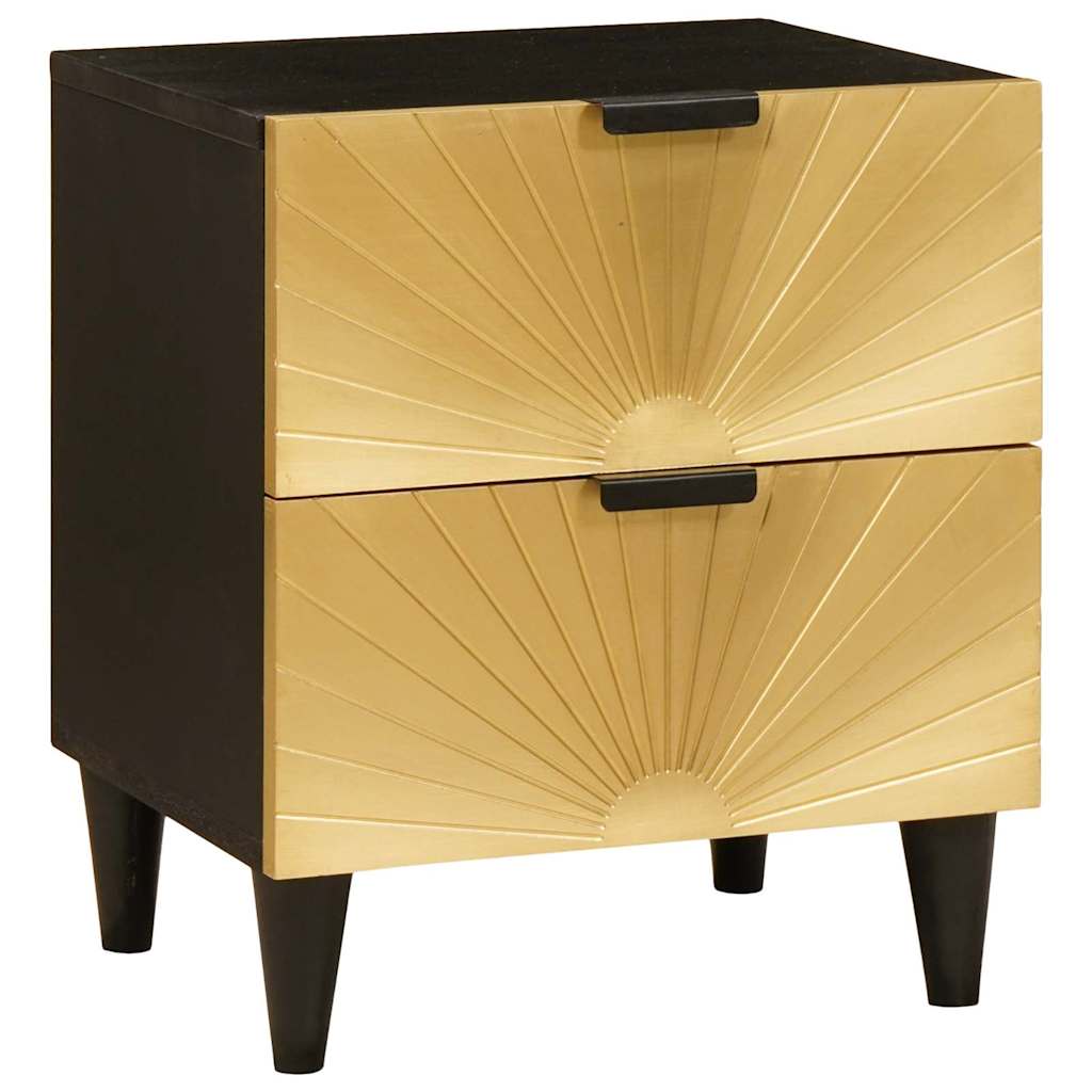 Κομοδίνο με συρτάρι 2 pcs Μαύρο και Χρυσό 40 x 33,5 x 46 εκ - Pakobazaar
