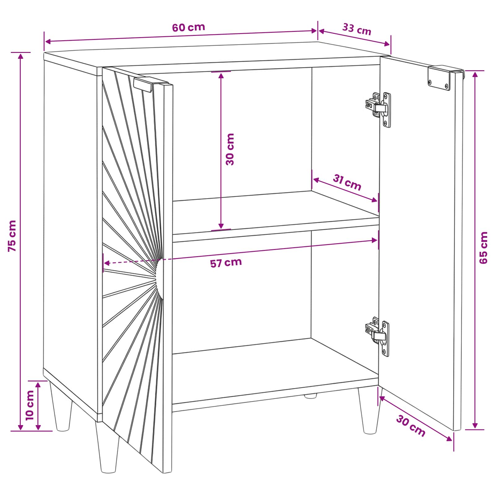 Πλαϊνό γραφείο Μαύρο και Χρυσό 60 x 33 x 75 cm - Pakobazaar