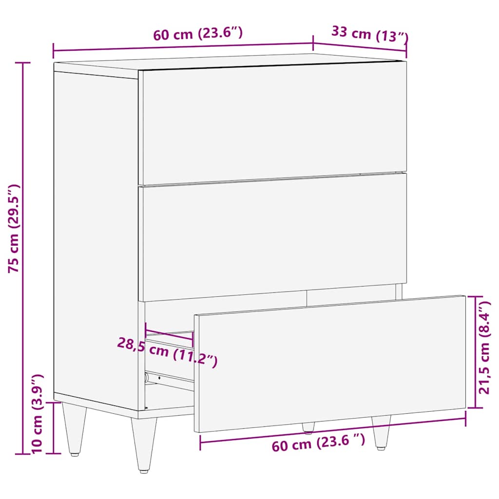 Πλαϊνό γραφείο Μαύρο και Χρυσό 60 x 33 x 75 cm - Pakobazaar