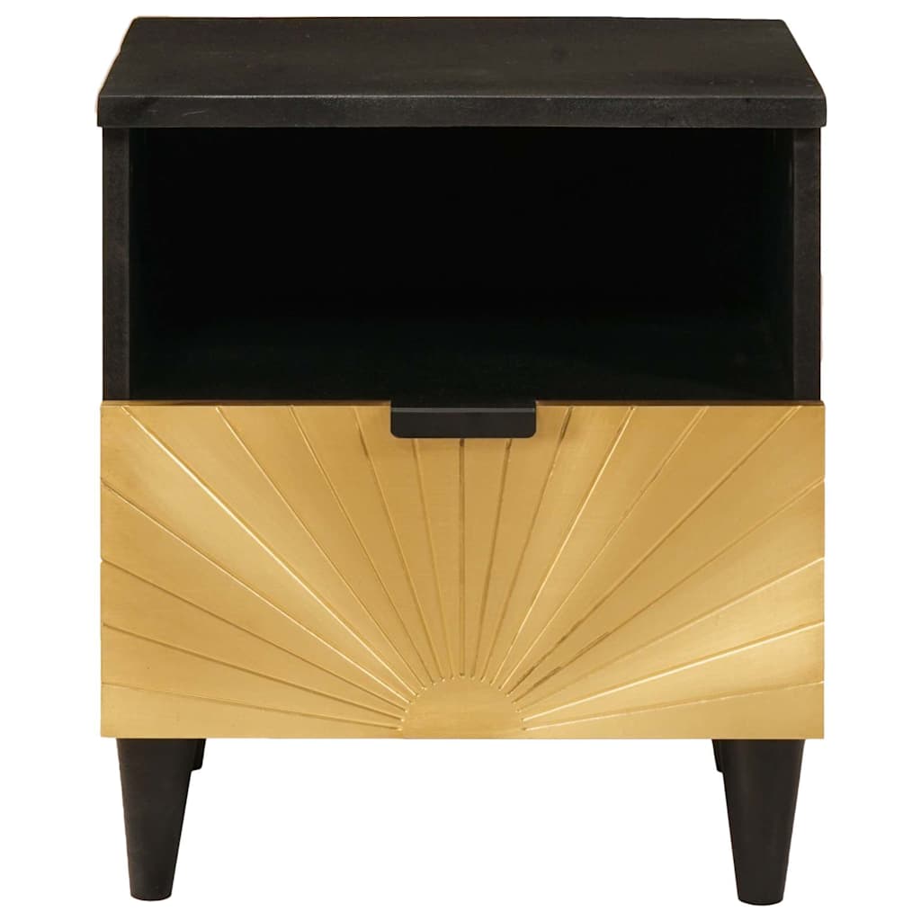 Κομοδίνο με συρτάρι 2 pcs Μαύρο και Χρυσό 40 x 33 x 46 εκ. - Pakobazaar