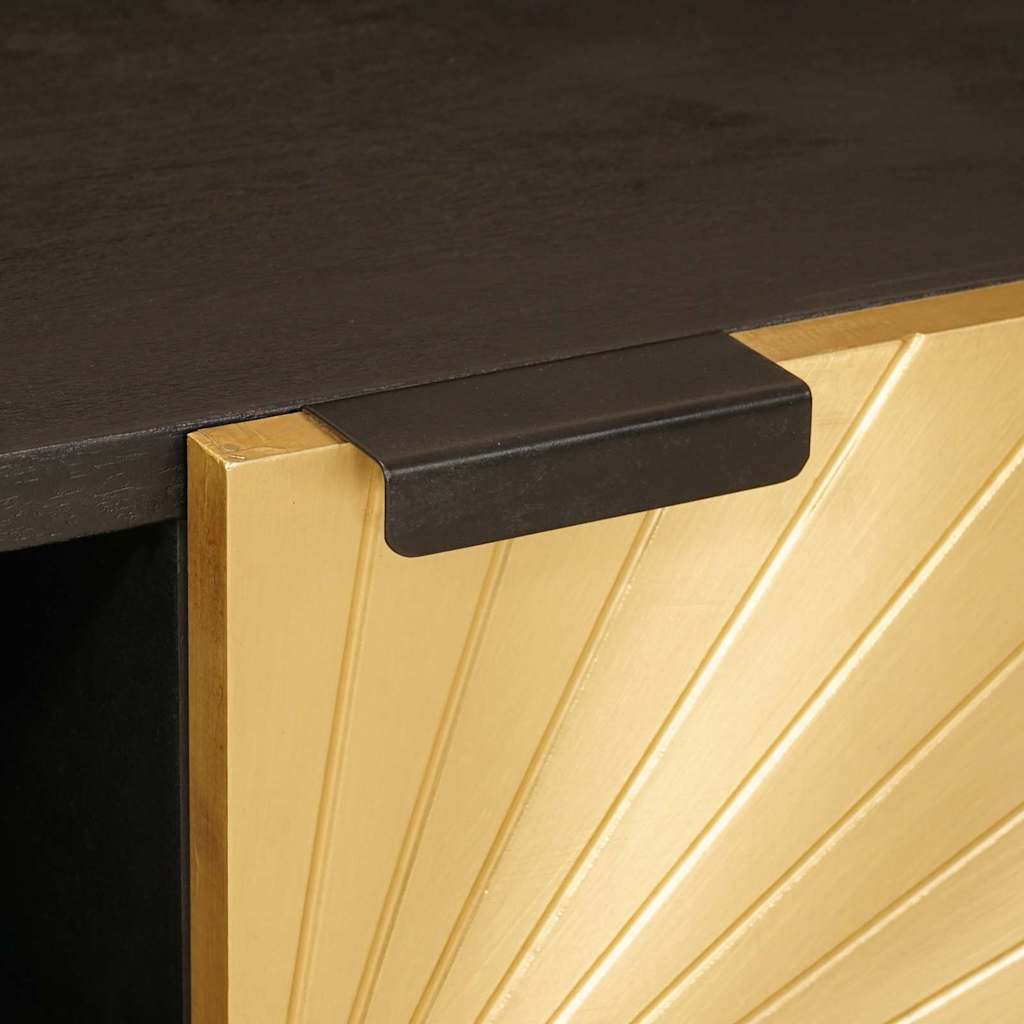 Ντουλάπι TV Μαύρο και Χρυσό 80 x 33 x 46 εκ Επεξεργασμένο ξύλο