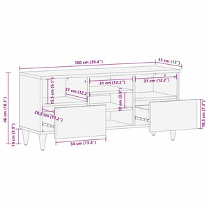 Ντουλάπι TV Μαύρο και Χρυσό 100 x 33 x 46 εκ Επεξεργασμένο Ξύλο