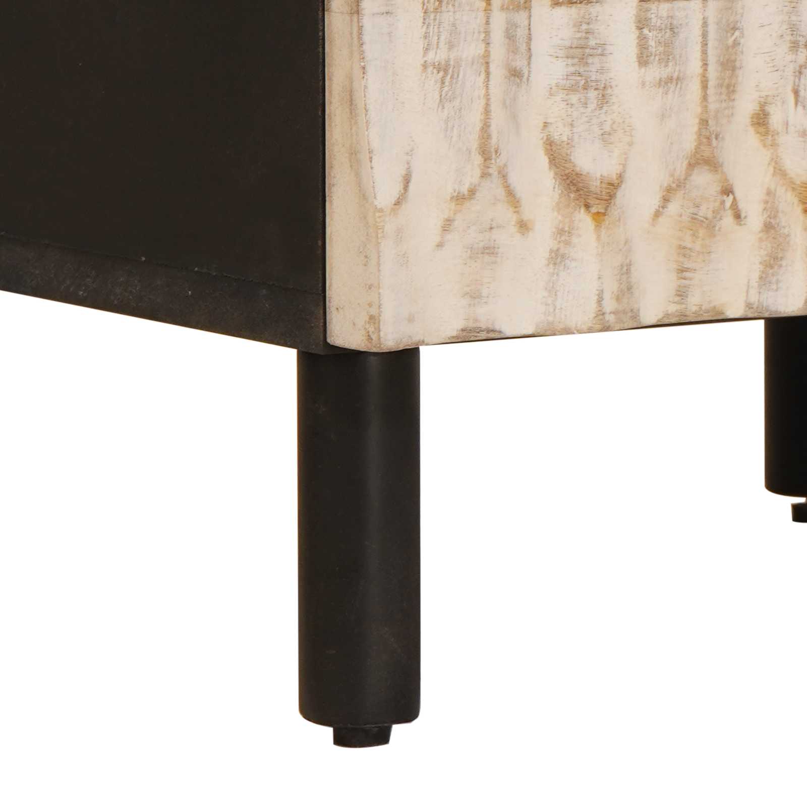 Κομοδίνο Λευκό 40 x 33 x 46 εκ. Στερεό ξύλο μάνγκο