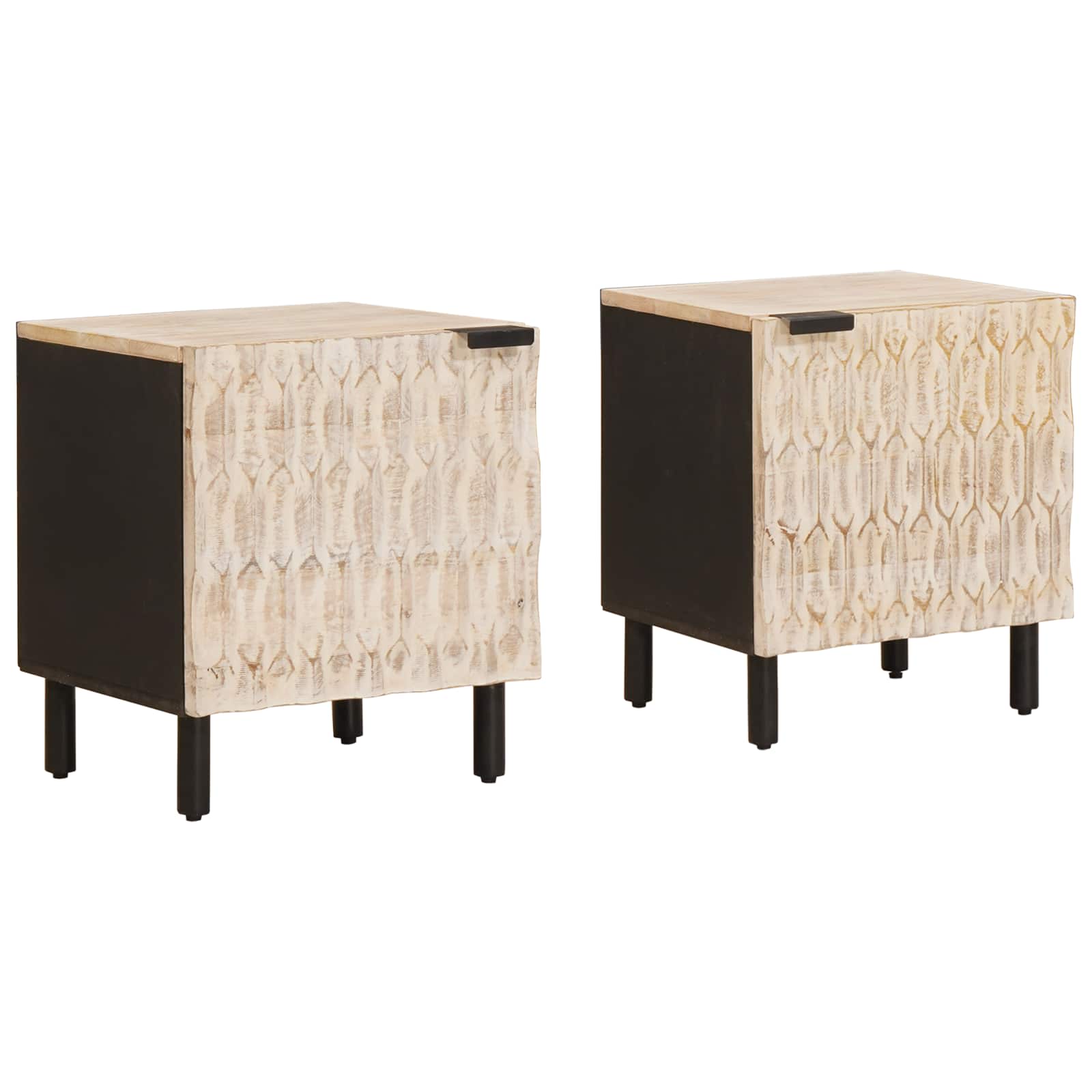 Κομοδίνο 2 pcs Λευκό 40 x 33 x 46 εκ. Στερεό ξύλο μάνγκο