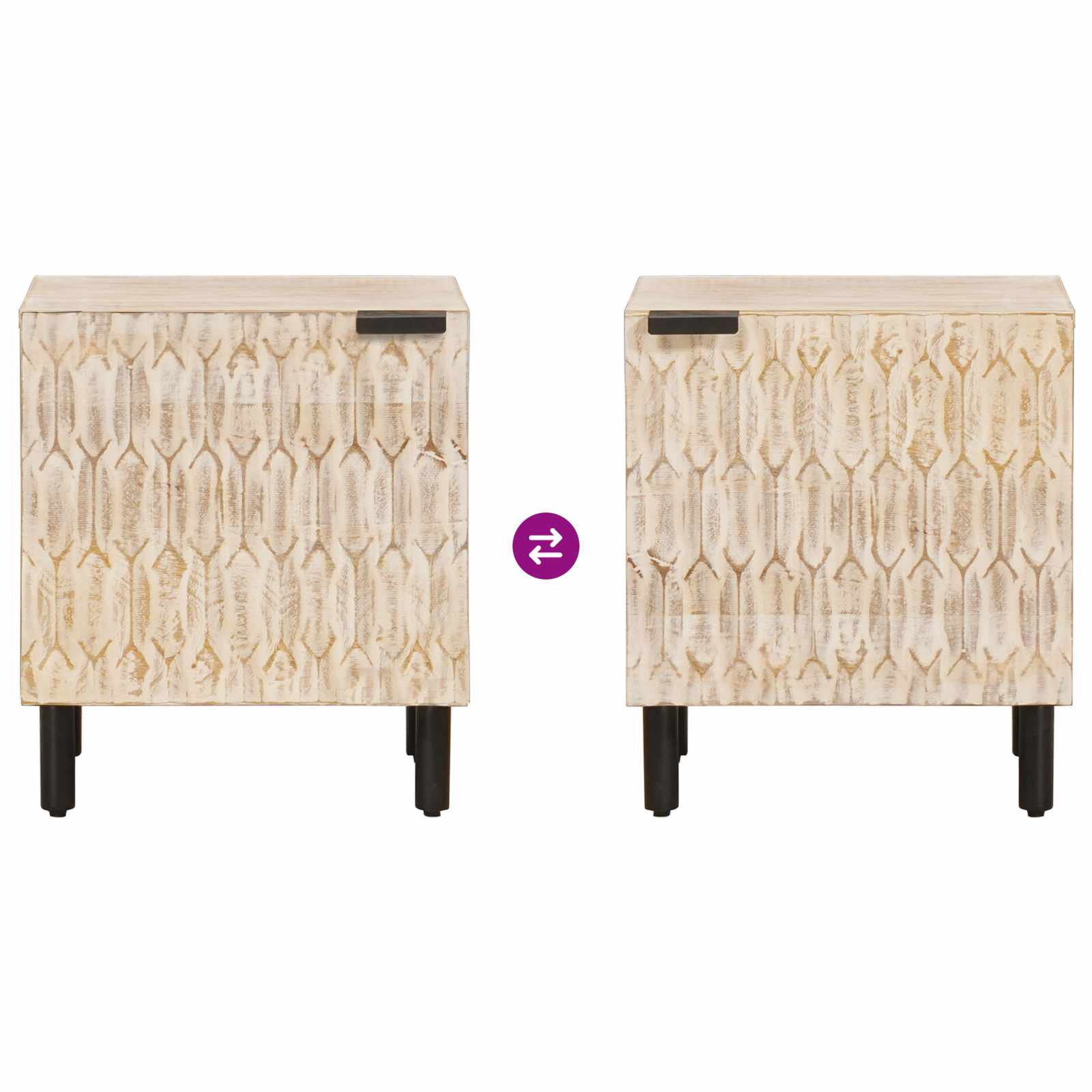 Κομοδίνο 2 pcs Λευκό 40 x 33 x 46 εκ. Στερεό ξύλο μάνγκο